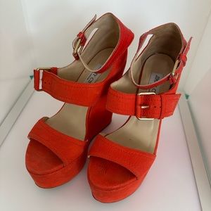 Jimmy Choo Orange wedge heels